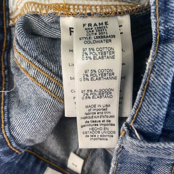 Frame Denim Le Sylvie Kick Boot Jeans Size 25 Medium Wash Distressed Frayed Hem - Picture 8 of 15